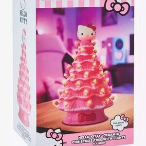 Hello Kitty Pink Ceramic Christmas Tree With Lights 11.1” Brand new